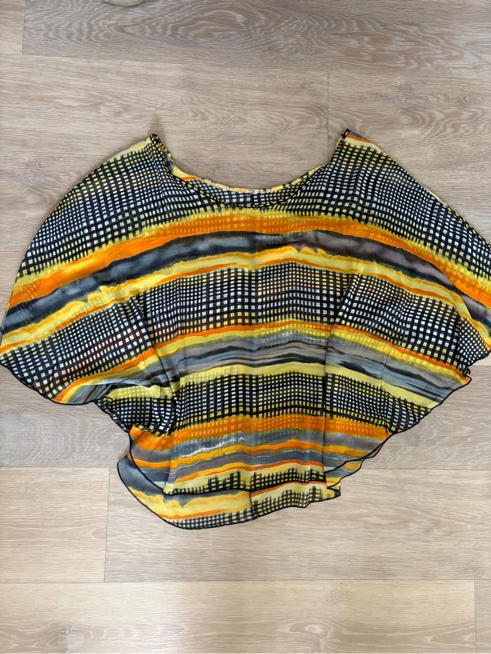 Sheer Patterned Poncho Style Top